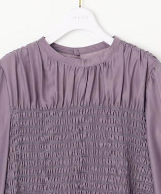 ANY SIS 【洗える】オーガンジーシャーリング ブラウス プラム