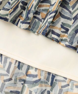 23区 【洗える】シアーヘリンボーンプリント プリーツ スカート ブループリント