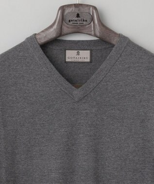 GOTAIRIKU 【家庭洗濯可能】イタリア糸 ハイゲージVネックニット グレー系