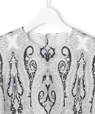 23区 L 【洗える】Ratti ドローイング ペイズリー プリント ブラウス ブラックプリント