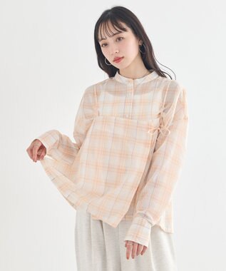 earth music&ecology 【予約】【綿100％】SET2点エプロンライクビスチェ＋シャツ オレンジ