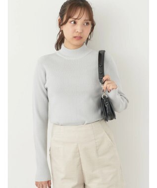 earth music&ecology やわらかタッチハイネックリブプルオーバー Ice Gray