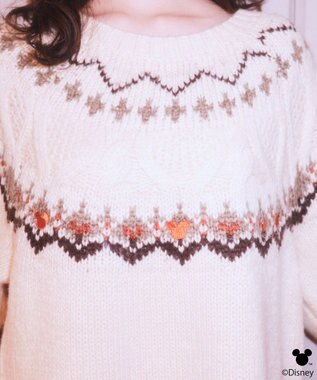 earth music&ecology 【予約】Disney/ミッキー刺繍ノルディックニットチュニック アイボリー