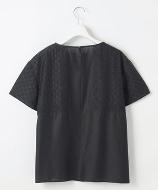 自由区 エンブロイダリーローン Tブラウス ブラック