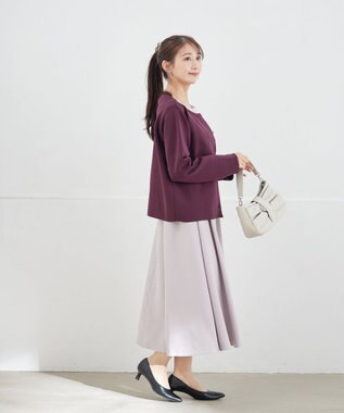 Tiaclasse 【安田美沙子さん着用・新色追加・洗える】ベロアラインフレアワンピース ラベンダーグレー