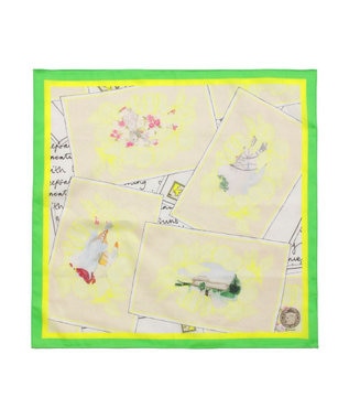 MOONBAT 【日本製】SWASH LONDON ポストカードプリント コットン スカーフハンカチ