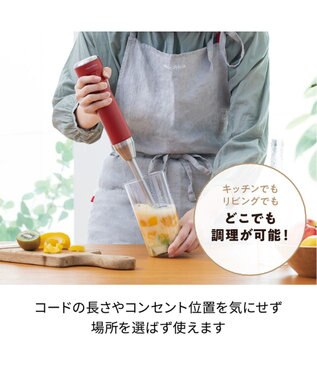 YAMATO テーブル＆キッチン 【レコルト】コードレスハンディブレンダー  レッド  RHB-2(R) レッド