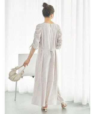 earth music&ecology 袖ドロストフラワーワンピース Pink