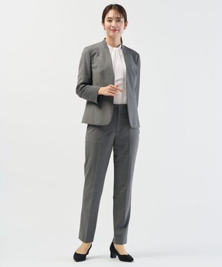 J.PRESS LADIES 【セットアップ対応】BAHARIYE SOLID ノーカラー ジャケット ミディアムグレー系