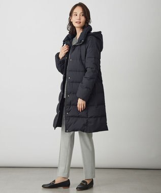 J.PRESS LADIES 【洗える・2way】タフタダウン ロング丈 コート ネイビー系
