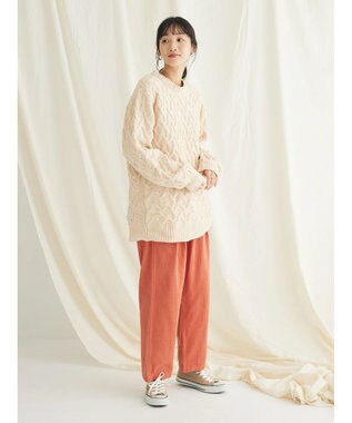 CRAFT STANDARD BOUTIQUE 洗えるモールケーブルニットチュニック Ivory