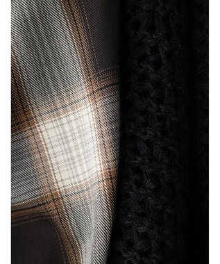 AMERICAN HOLIC ＳＥＴ　ボリュームスリーブシャツ＋ニットベスト Check Black