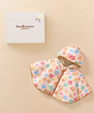 MIKI HOUSE HOT BISCUITS 裏ボアフリース リバーシブル総柄マントギフトセット【BOX付き】 アイボリー