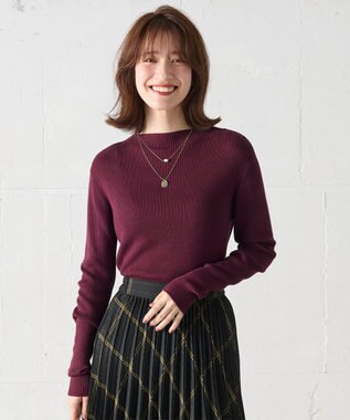 ANY 【洗濯機可】ボトルネック リブニット ボルドー