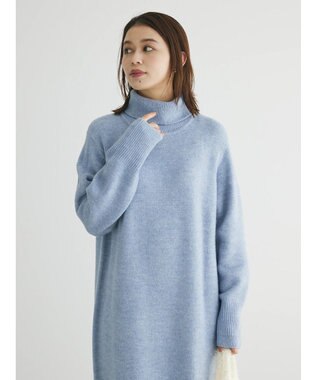 Green Parks タートルニットワンピース Sax