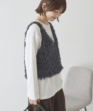 AMERICAN HOLIC 【選べる丈】フェザーVネックベスト Charcoal Gray