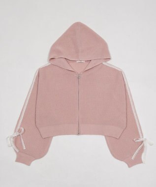 WEGO レースリボンニットパーカー ピンク