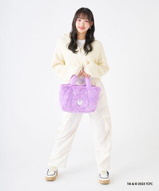 MOONBAT Care Bears(ケアベア) フェイクファーバッグ A4サイズ 手洗い可能 ライトパープル