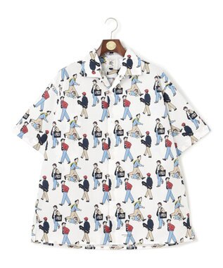 J.PRESS MEN 【AaronChang】【UNISEX】プリントタイプライター オープンカラーシャツ ホワイト系5