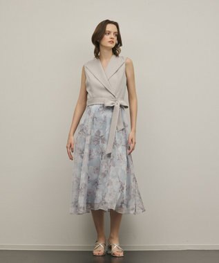 GRACE CONTINENTAL カシュクールフラワープリントワンピース グレー