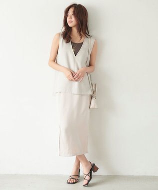 Feroux カップ付きリブ タンクトップ ブラウン系