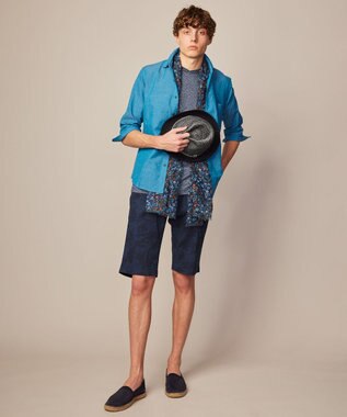 JOSEPH ABBOUD 【イタリア素材/製品染め】ボタニカルヘリンボンプリント ショーツ ネイビー系6