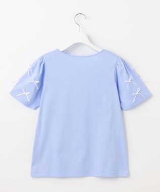 Feroux 【UVケア】ランダムリボンスリーブ Tシャツ スカイブルー系