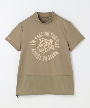 PW CIRCULUS 【WOMEN】SEA TURTLE メッシュコンビモックネックT ゴルフウェア レディース カーキ系