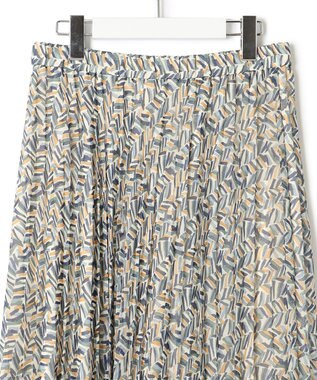 23区 【洗える】シアーヘリンボーンプリント プリーツ スカート ブループリント