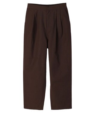 Green Parks 綿麻混タックテーパードパンツ Brown