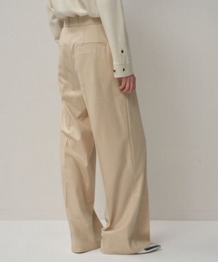 ATON MERINO COLLEGE FLANNEL | タックワイドパンツ BEIGE TOP