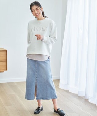 ANY シア―ラウンドネックTシャツ ライトグレー