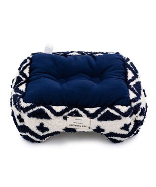 PET PARADISE ペットパラダイス  四角 カドラー 《カントリー柄》 Ｓ ホワイト×ネイビー