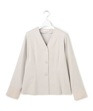 ICB 【CLASSY.掲載・裏起毛】 ウォームサテン カーディガンブラウス トープ系