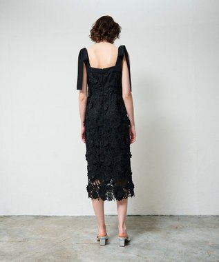 GRACE CONTINENTAL ケミカルフラワーレースワンピース ブラック