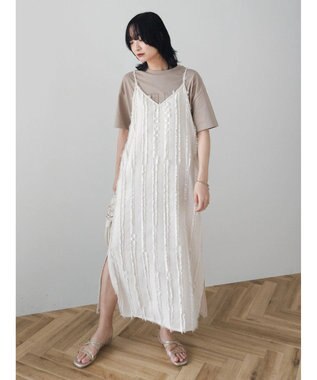 Green Parks フェザージャガードキャミワンピース Ecru