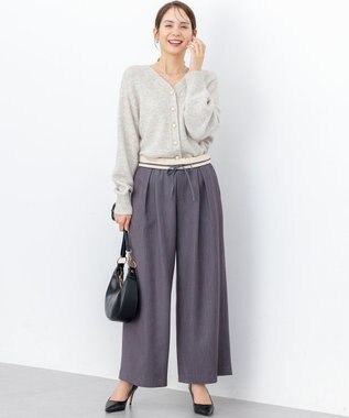 組曲 L 【加藤ローサさん着用】ラメストライプ ワイドパンツ グレー系1