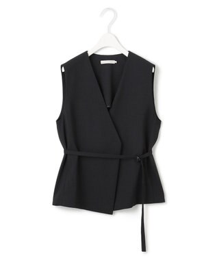 ICB L 【UVカット・洗える】ウール2WAYストレッチ Vネックベスト ブラック系