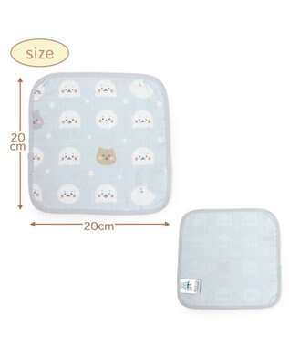 Mother garden しろたん 総柄 ガーゼハンカチ 四重ガーゼ ベビータオル グレー