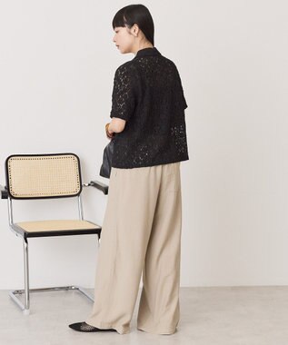 AMERICAN HOLIC 半袖襟付きレースカーディガン Black