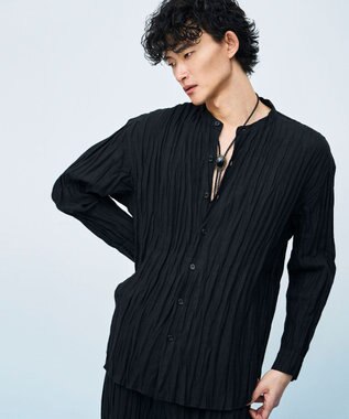 JOSEPH HOMME 【HIGH GRADE LINE】マックスプリーツワッシャー　バンドカラーシャツ ブラック系