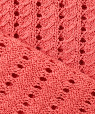 ANY L パターンメッシュニットベスト コーラル