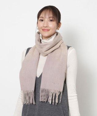 MOONBAT FURLA(フルラ）ウール100％ オンブレー チェックマフラー ベージュ