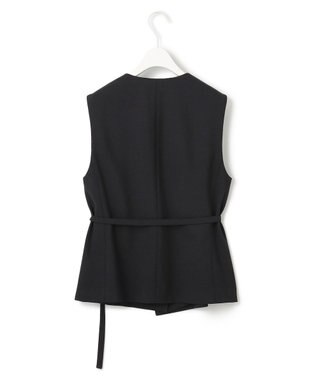 ICB L 【UVカット・洗える】ウール2WAYストレッチ Vネックベスト ブラック系