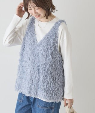 AMERICAN HOLIC 【選べる丈】フェザーVネックベスト Light Blue