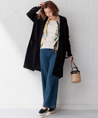 23区 【洗える】リネンシルクブレンド カーディガン ブラック系