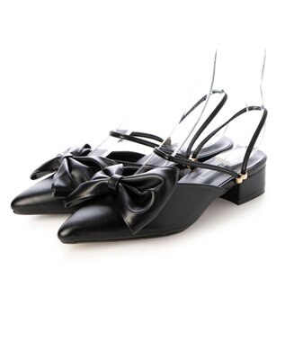 MODE ET JACOMO <noyau>2WAYリボンストラップミュールパンプス ブラック