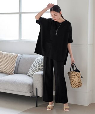 Tiaclasse 【接触冷感・洗える】イージーカットソードルマントップス ブラック