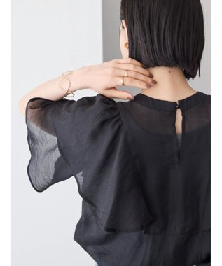 AMERICAN HOLIC 接触冷感シアーフリルブラウス Black
