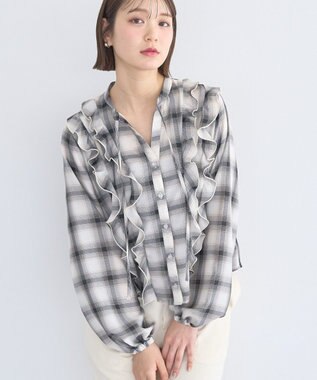 earth music&ecology フリルリボンブラウス